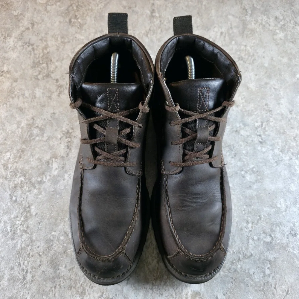 Timberland‎ Grantly Chukka Leather Moc Toe Ankle Shoe Boots Brown Size 9.5 A1859